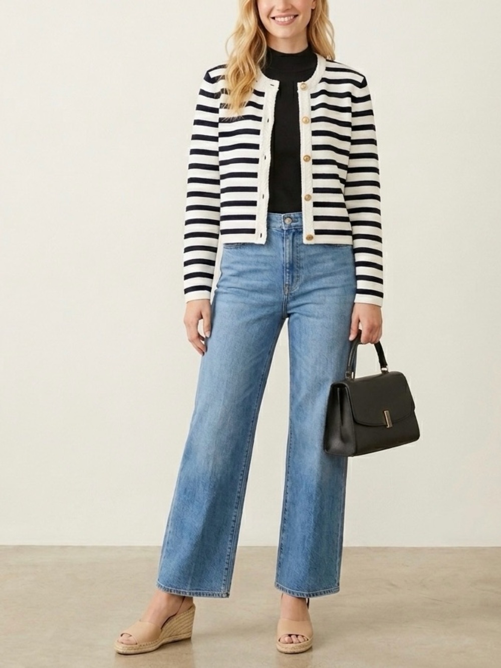 J.Crew Striped Lady Jacket Cardigan in Navy & White